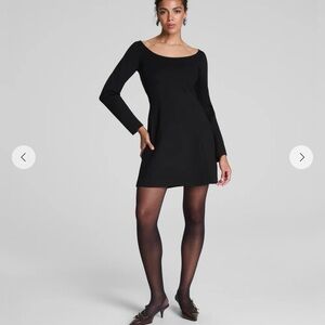 SPANX Black Point Long Sleeve Dress Classic Black NWT